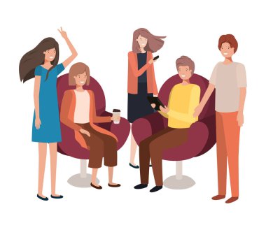 Bir grup insan smartphone kullanarak