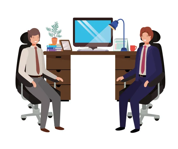 Zakenlieden in het werkbureau avatar karakter — Stockvector