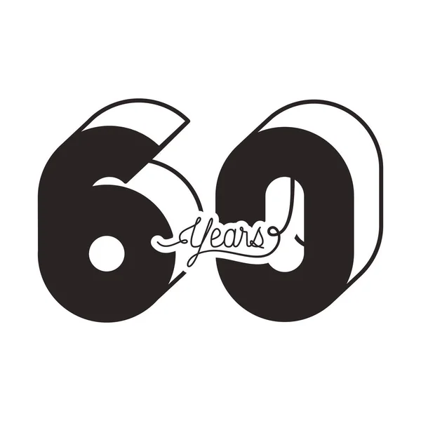 Número 60 para el icono de la tarjeta de celebración aniversario — Archivo Imágenes Vectoriales