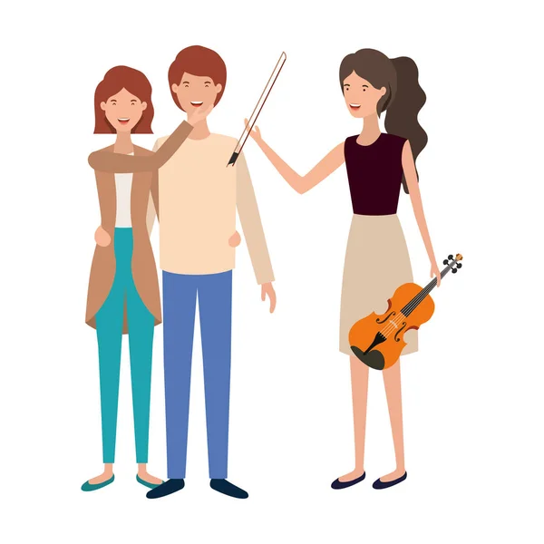 Group of people with musical instrument — Stock Vector