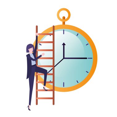 merdiven ve saat avatar karakter ile iş kadını