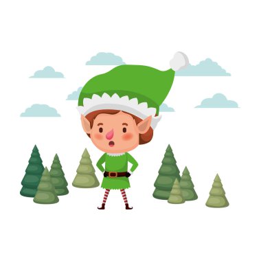 Elf Noel ağaçları avatar karakter ile hareket