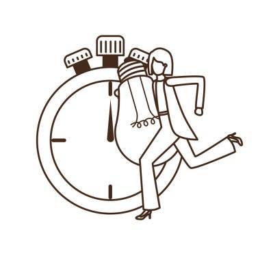 Saat avatar karakter ile iş kadını