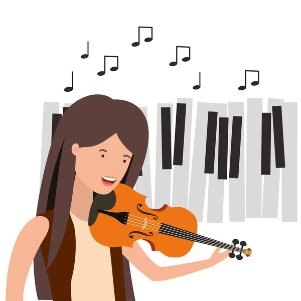 Modello di donna con carattere violino — Vettoriale Stock