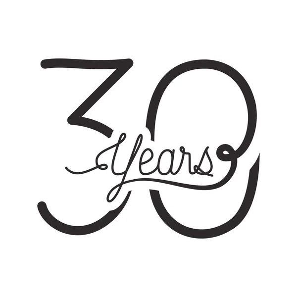 Száma 30 évfordulós ünneplés kártya ikon — Stock Vector