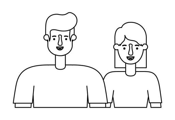 Icônes de personnages avatar couple — Image vectorielle