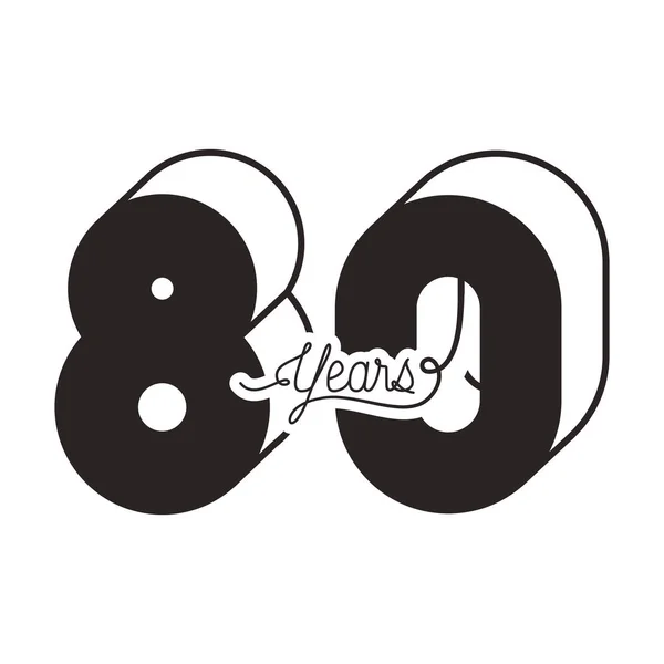 Número 80 para aniversário ícone do cartão de celebração — Vetor de Stock