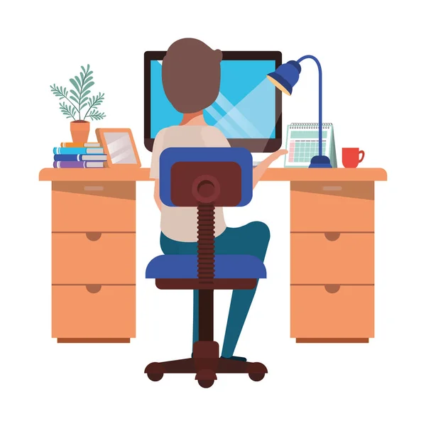 Dolgozó ember az irodában avatar karakter — Stock Vector