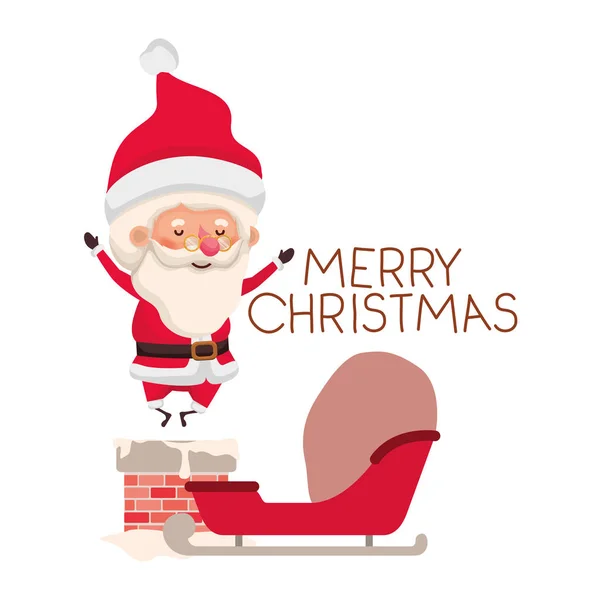 Santa claus en trineo y feliz carácter avatar de Navidad — Archivo Imágenes Vectoriales