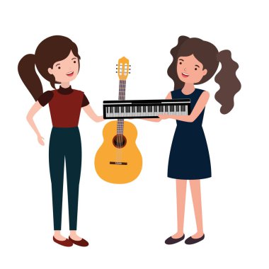 müzik aletleri karakteri olan kadınlar