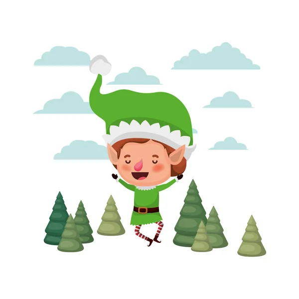 Elf mozog a karácsonyfát avatar karakter — Stock Vector