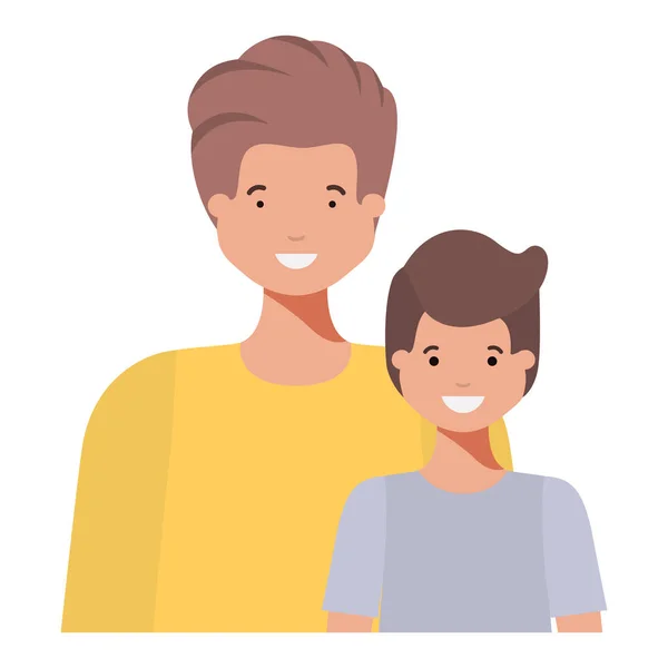 Père avec son fils souriant avatar personnage — Image vectorielle