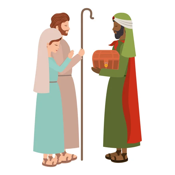 Weiser Mann mit Heiligem Josef und Jungfrau Maria — Stockvektor