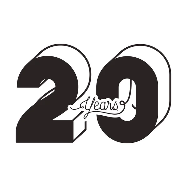 Number 20 for anniversary celebration card icon — Stock Vector