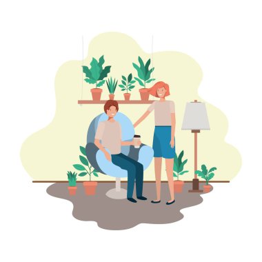 oturma odasında kahve içme çift