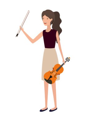 Keman karakteri ile genç kadın