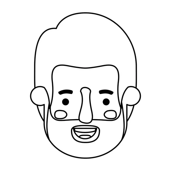 Young man head with beard avatar character — Stock Vector