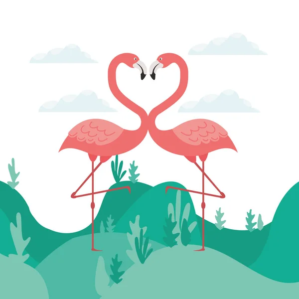 Roze flamingo geïsoleerd icoon — Stockvector