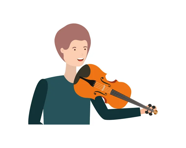 Jeune homme avec caractère violon — Image vectorielle
