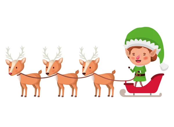 Elf with sleigh avatar chatacter — Stock Vector