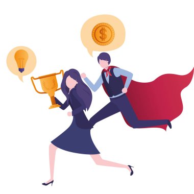 kahraman burun ve konuşma balonu ile iş çift