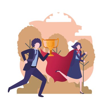 kahraman ceket ve kupa ile iş çift