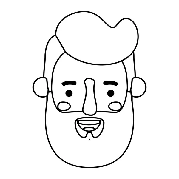 Cabeza de hombre joven con carácter avatar barba — Vector de stock