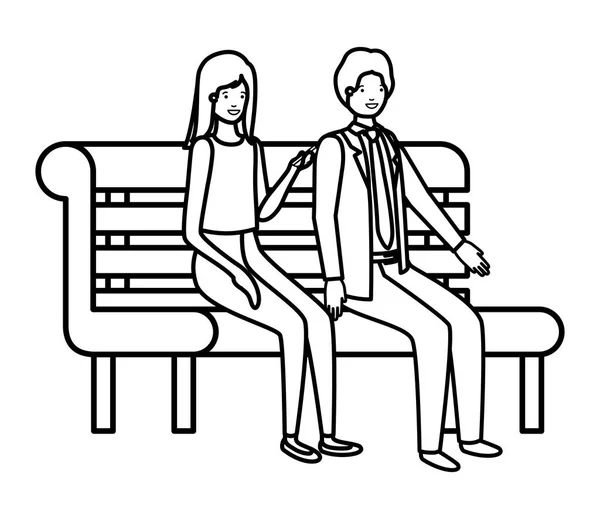 Ζευγάρι των επιχειρήσεων που κάθονται στην καρέκλα πάρκο χαρακτήρα avatar — Διανυσματικό Αρχείο