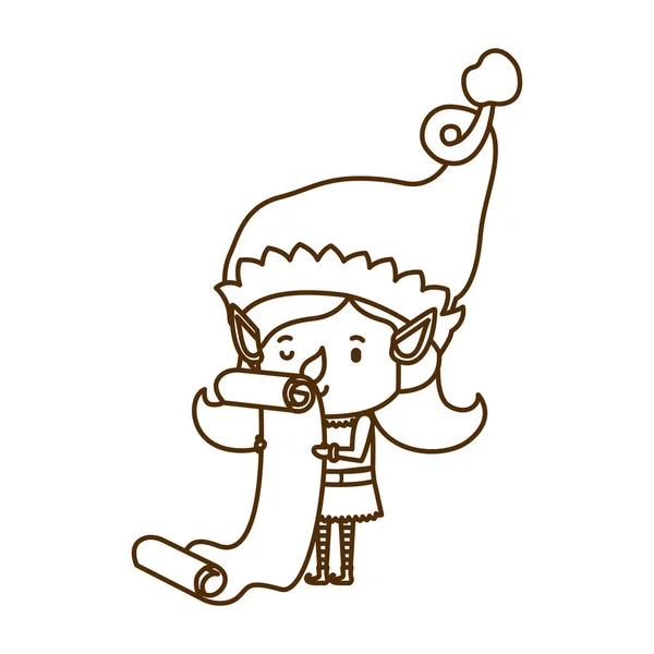 Elfe femme avec liste cadeaux avatar caractère — Image vectorielle