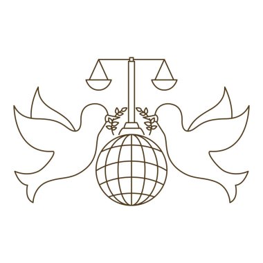 adalet ve toprak dünya izole simgesi dengesi