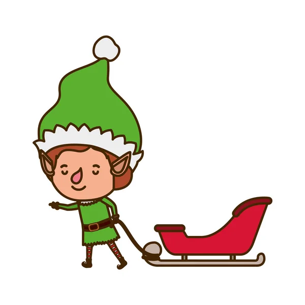 Elf with sleigh avatar chatacter — Stock Vector