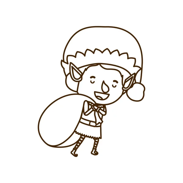 Elfe avec sac cadeau personnage avatar — Image vectorielle