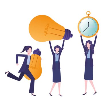 Saat ve ampul karakteri ile işkadınları