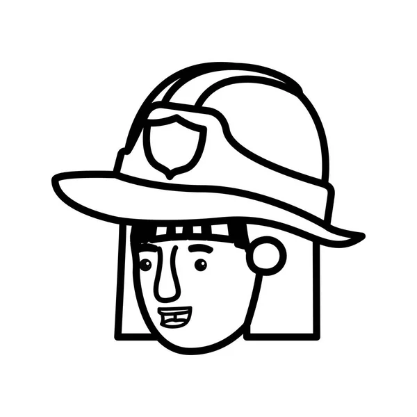 Cabeza de la mujer personaje avatar firewoman — Vector de stock