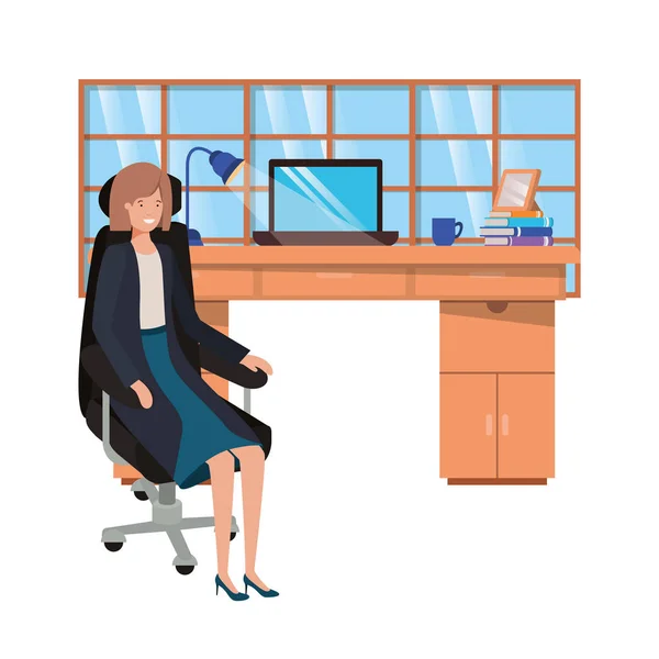 Woman working in the office avatar character — Stock Vector