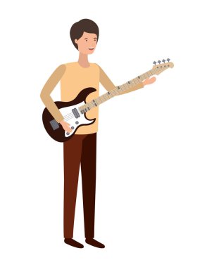 Elektrik gitar karakteri ile genç adam