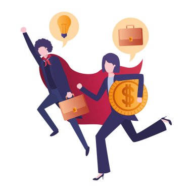 kahraman burun ve konuşma balonu ile iş çift