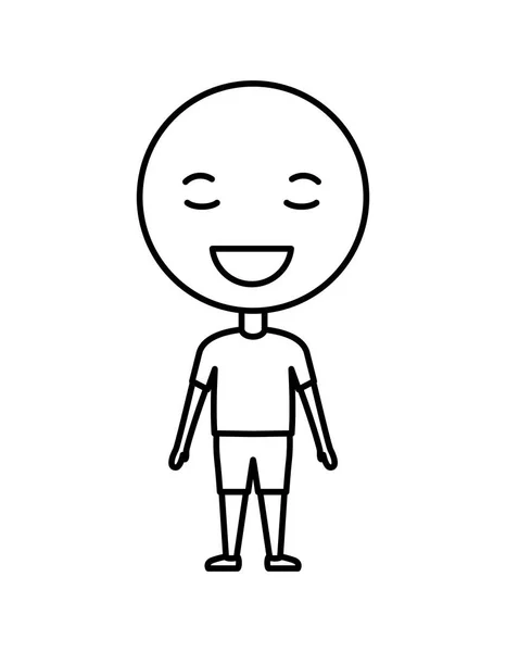 Dibujos animados feliz emoticono con el cuerpo personaje kawaii — Archivo Imágenes Vectoriales