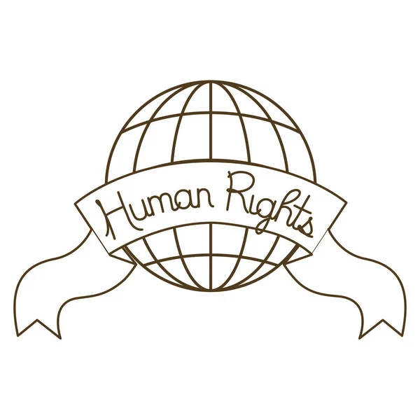 Jordglob med och mänskliga rättigheter isolerad ikon — Stock vektor