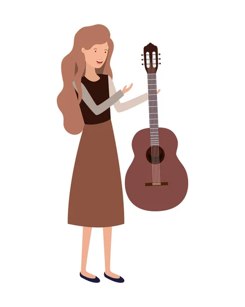 Молода жінка з гітарним характером — стоковий вектор