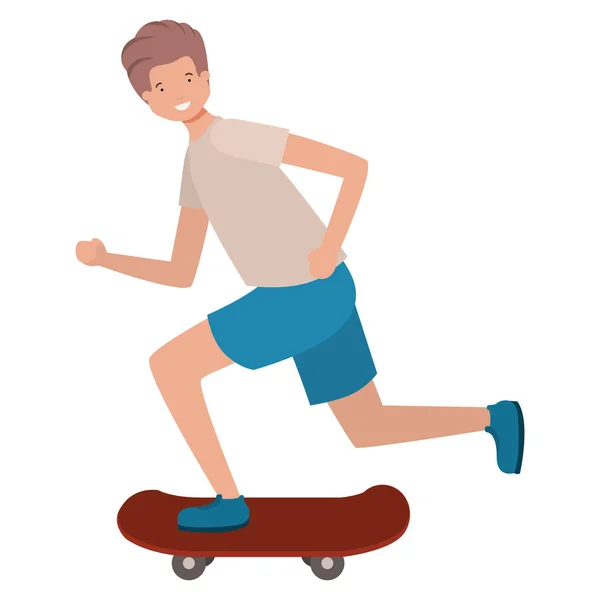 Jeune homme avec personnage avatar skateboard — Image vectorielle