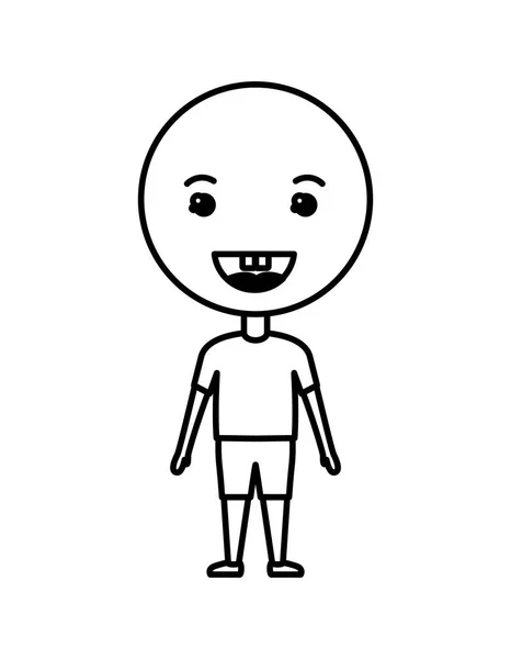 Dibujos animados feliz emoticono con el cuerpo personaje kawaii — Vector de stock