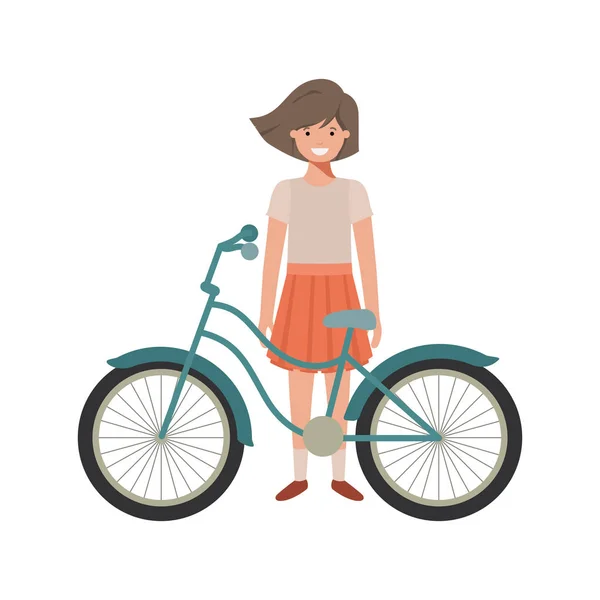 Chica con carácter avatar bicicleta — Archivo Imágenes Vectoriales