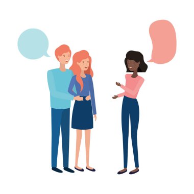 konuşma kabarcık avatar karakteri ile insanların grubu