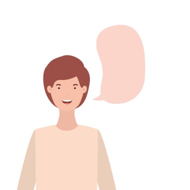 konuşma balonu avatar karakter ile genç adam