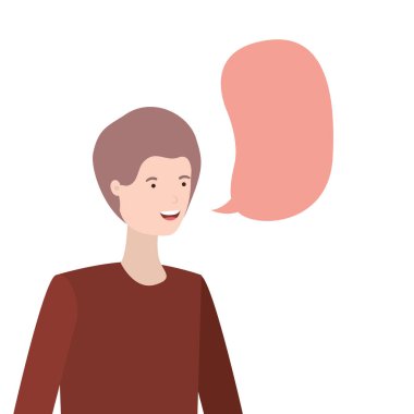 konuşma balonu avatar karakter ile genç adam