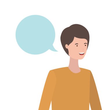 konuşma balonu avatar karakter ile genç adam