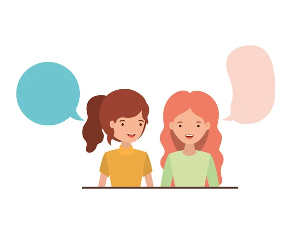 Women with speech bubble avatar character — Stock Vector