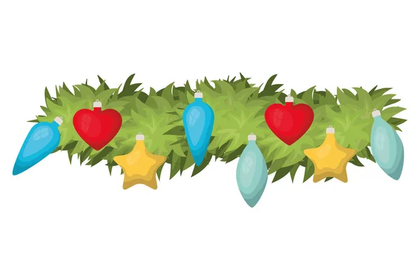 Guirlanda com bolas de Natal ícone isolado — Vetor de Stock