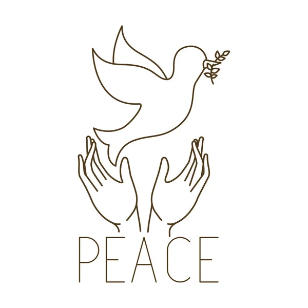Pomba de paz com mãos abertas caráter avatar — Vetor de Stock